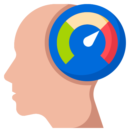 représentation d'une icône symbolisant une tête de profil avec un compteur indiquant son niveau de stress